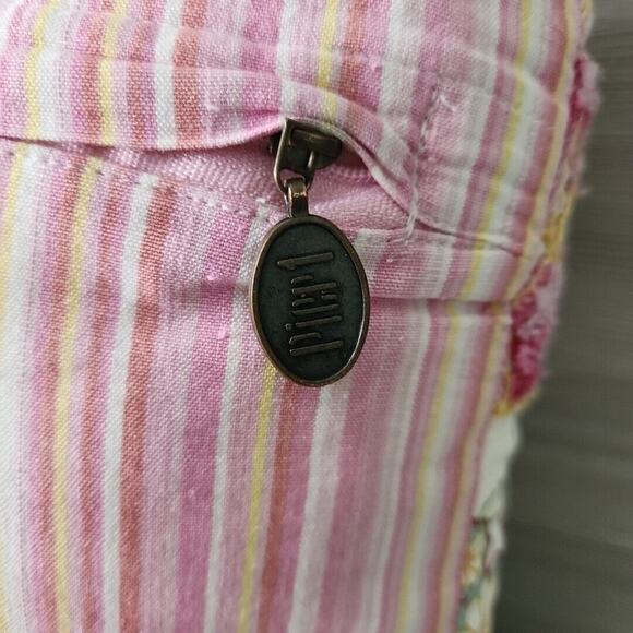 Pier 1 Imports Multicolored Floral Pastel Embroidered Pillow Pink Stripe Back - Picture 6 of 13